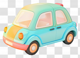 Cartoon - Cartoonish Blue Toy Car Transparent PNG