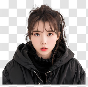 Iu - Stylish Woman In Black Jacket Transparent PNG