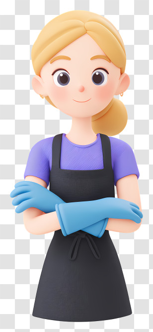 Cartoon Homewife - Friendly Cleaner Wearing Gloves Transparent PNG