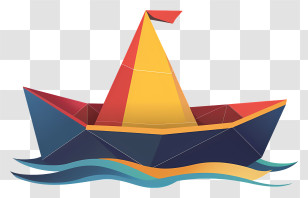 Boat - Colorful Origami Paper Boat Transparent PNG