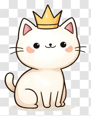 Chubby Cartoon Cat - Royal Kawaii Cat Transparent PNG