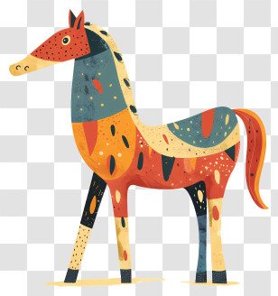 Cute Horse - Decorative Horse In Vibrant Colors Illustration Transparent PNG