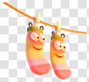 Cartoon Socks - Animated Socks Hanging On Clothesline Transparent PNG