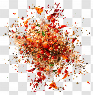 Spice Explosion - Spicy Chili Ingredients Explosion Illustration Transparent PNG