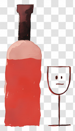 Wine Bottle And Glass - Wine Bottle And Glass Illustration Transparent PNG