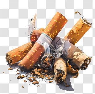 Take Down Tobacco - Pile Of Cigarette Butts With Smoke Transparent PNG