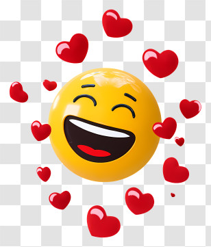 Laughing Emoji With Heart - Laughing Emoji With Hearts Transparent PNG