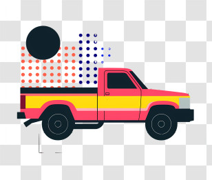 Pickup Truck - Colorful Retro Pickup Truck Transparent PNG