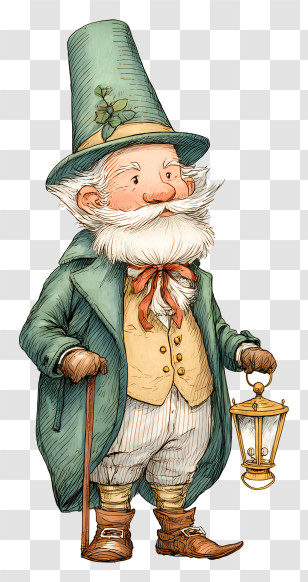 Victorian Christmas Gnome - Leprechaun Character Illustration Transparent PNG