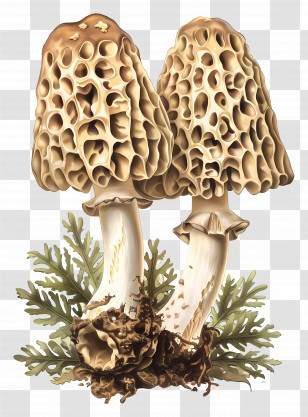 Morel Mushroom - Morel Mushrooms In Forest Illustration Transparent PNG