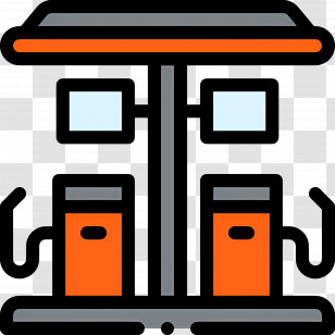 Gas Station - Orange Gas Station Transparent PNG