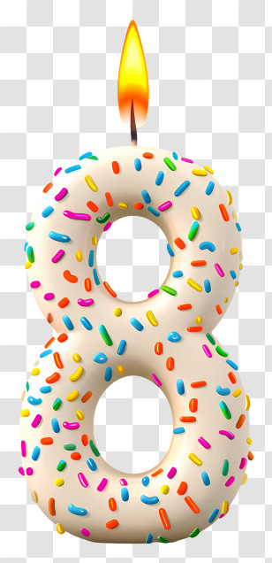 Number 8 Birthday Candle - Birthday Candle Shaped As 8 With Colorful Sprinkles Transparent PNG