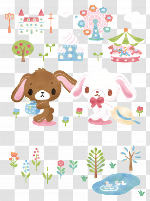 Sugarbunnies - Cute Animals In Amusement Park Transparent PNG