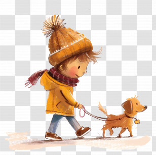 Take Your Dog To Work Day - Child Walking Dog In Winter Transparent PNG