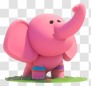 Pocoyo Elly - Cute Pink Cartoon Elephant Transparent PNG