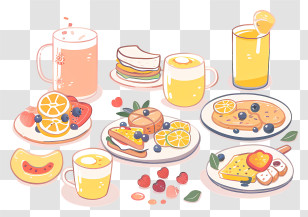 Brunch - Delicious Breakfast Food Illustration Transparent PNG