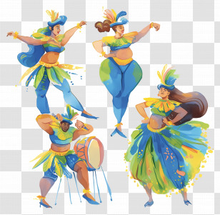 Brazilian Carnival Dancer - Colorful Festival Dancers Transparent PNG