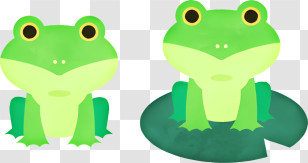Icon - Cute Green Cartoon Frogs On Lily Pad Transparent PNG