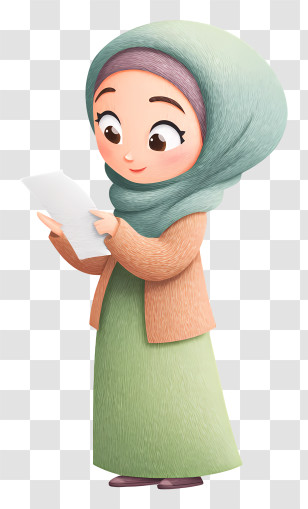 Muslim Woman Reading User Agreement - Cute Hijab Girl Reading Paper Transparent PNG