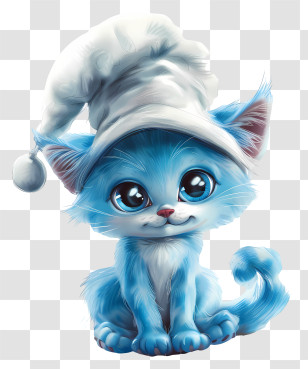 Smurf Cat - Blue Kitten With Hat Transparent PNG