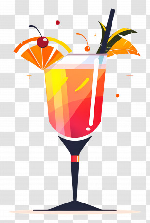 Cocktail - Colorful Tropical Cocktail Glass Transparent PNG