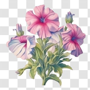 Petunia Flower - Pink Petunias Floral Illustration Transparent PNG