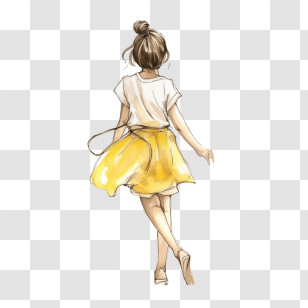 Dancing Girl - Woman In Yellow Skirt Illustration Transparent PNG