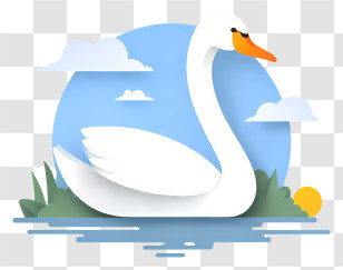 Elegant White Swan - Elegant Swan Illustration In Nature Transparent PNG