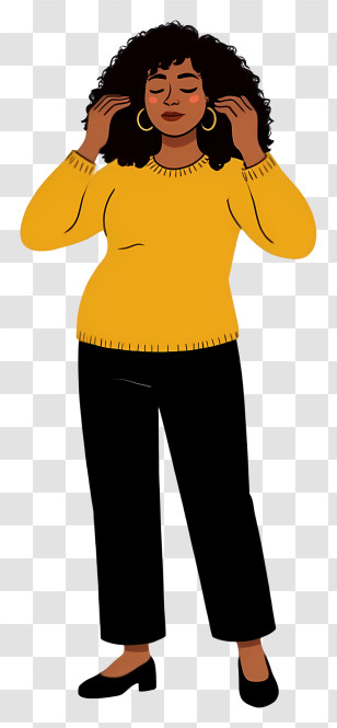 Pregnant Woman Standing - Thoughtful Woman In Yellow Sweater Transparent PNG