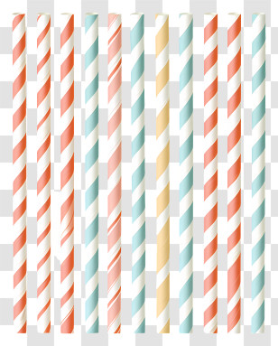 Colorful Paper Straws - Colorful Paper Straws With Striped Patterns Transparent PNG