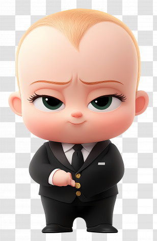 Boss Baby - Cartoon Baby In Black Suit Transparent PNG