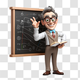Professor - Smiling Teacher In Front Of Chalkboard Transparent PNG
