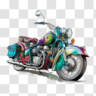 Multicolored Paints Motorcycle
 - Colorful Vintage Motorcycle Transparent PNG