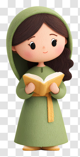 Girl Learning Quran - Girl Reading A Book Transparent PNG