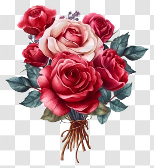 Valentine Rose Bunch Icon - Beautiful Bouquet Of Red And White Roses Transparent PNG