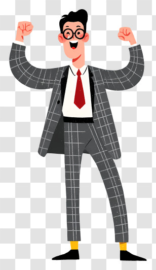 Businessman Feeling Happy - Excited Man In Suit Celebrating Transparent PNG