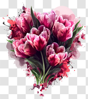 Valentine Elements - Elegant Tulip Bouquet In Artistic Presentation Transparent PNG