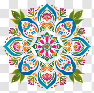 Rangoli - Green And Blue Mandala Design Transparent PNG