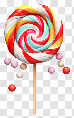 Candy Lollipop - Lollipop With Multicolor Candy Balls Transparent PNG
