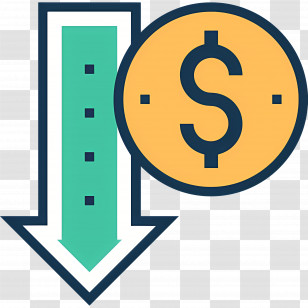 Investment Down - Dollar Sign With Downward Arrow Transparent PNG