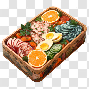 Bento Box - Colorful Bento Box With Varied Food Items Transparent PNG