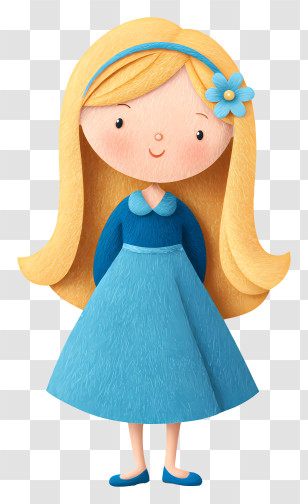 Cute Girl With Blonde Hair - Blonde Girl In Blue Dress Transparent PNG