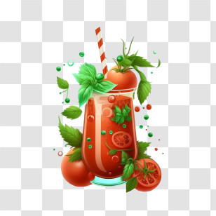 Tomato Juice
 - Refreshing Glass Of Tomato Juice With Mint Transparent PNG