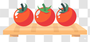 Cherry Tomato - Cartoon Tomatoes Resting On Cutting Board Transparent PNG