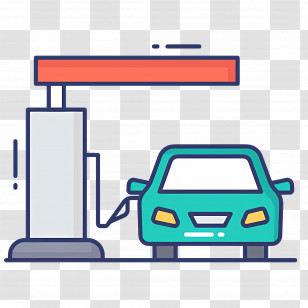 Gas Station - Gas Station With Car Transparent PNG