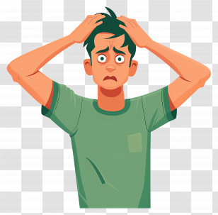 Man Alone - Confused Man Cartoon Illustration Transparent PNG