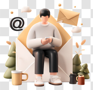 Man Sending Message - Man With Phone And Envelope Transparent PNG