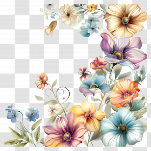 Flower Background - Colorful Floral Illustration Artwork Transparent PNG