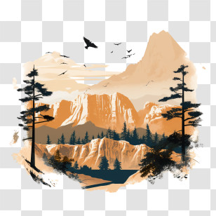 National Park Service Founders Day - Beautiful Mountain Landscape With Tall Trees Transparent PNG
