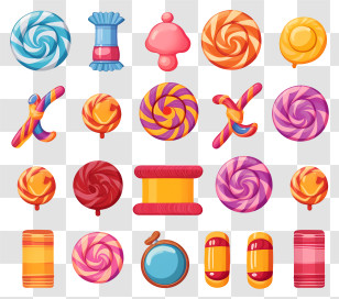 Sweets - Colorful Assorted Candies And Lollipops Transparent PNG